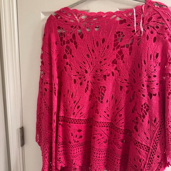 Chico's Red Lace Cardigan with Bell Sleeves - Picture 3 of 3
